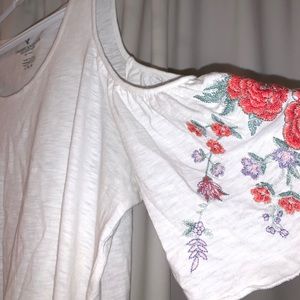 Cold Shoulder Embroidered Top